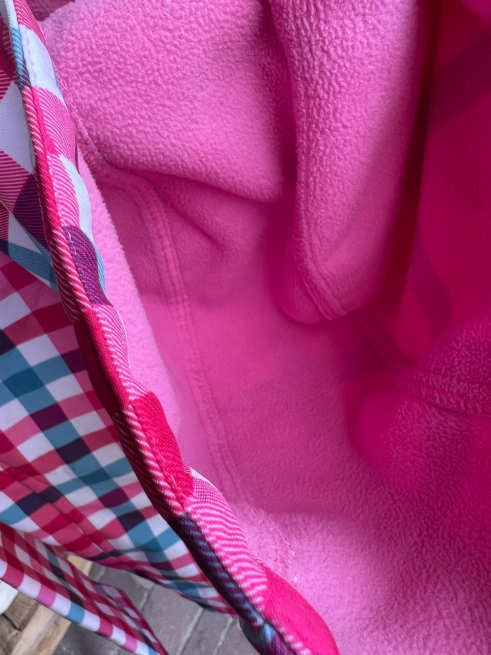 Trespass Pink, Blue & White Plaid Zip Jacket with Hood & Pockets - Picture 12 of 16